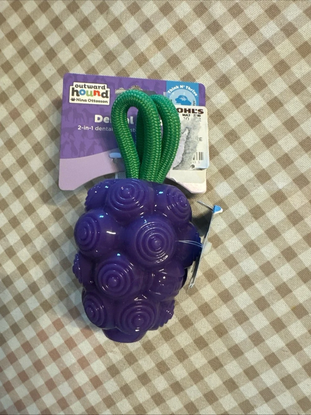 Outward Hound Purple Grape 2-in-1 Dental Dog Toy with Green Rope